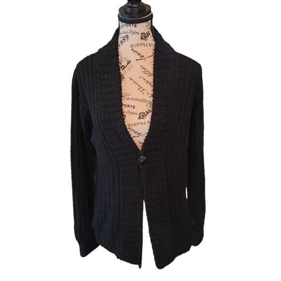 Vintage Urban Behavior Sweater Women's Size M Black Knit One Button Pockets - Picture 1 of 11